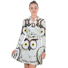 Owl Bird Eyes Cartoon Good Long Sleeve Panel Dress by Sudhe