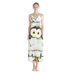 Owl Bird Eyes Cartoon Good Button Up Chiffon Maxi Dress by Sudhe