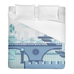 Blue City Building Fantasy Duvet Cover (full/ Double Size) by Sudhe