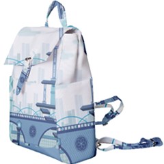 Blue City Building Fantasy Buckle Everyday Backpack by Sudhe