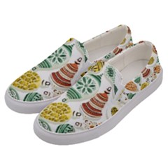 Surface Pattern  Vintage Christmas Ornaments Men s Canvas Slip Ons by Sudhe