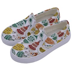 Surface Pattern  Vintage Christmas Ornaments Kids  Canvas Slip Ons by Sudhe