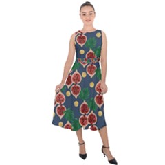 Figs And Monstera  Midi Tie-back Chiffon Dress by VeataAtticus