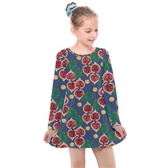 Figs And Monstera  Kids  Long Sleeve Dress by VeataAtticus