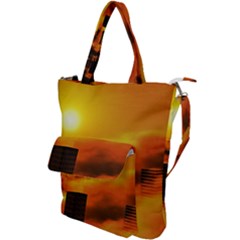 City Sun Clouds Smog Sky Yellow Shoulder Tote Bag by Simbadda