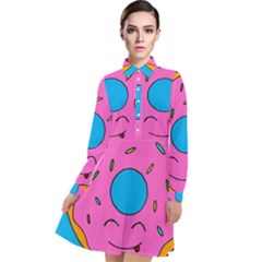 Donut Doughnut Dessert Clip Art Long Sleeve Chiffon Shirt Dress by Simbadda