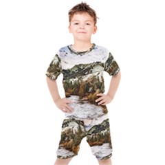 River Hills Evening California Kids  Tee And Shorts Set by Simbadda