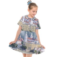 Architecture Old Sky Travel Kids  Short Sleeve Shirt Dress by Simbadda