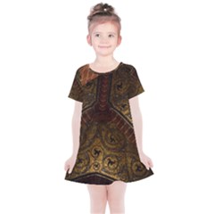 Vault Mosaic Gold Ornament Golden Kids  Simple Cotton Dress by Simbadda