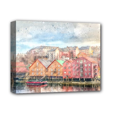 Architecture City Buildings River Deluxe Canvas 14  X 11  (stretched) by Simbadda