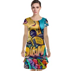 Graffiti Street Art Mountains Wall Cap Sleeve Nightdress by Simbadda