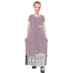 Cute Cats Kids  Short Sleeve Maxi Dress by Valentinaart