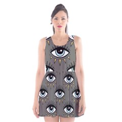 Eyes Pattern Scoop Neck Skater Dress by Valentinaart