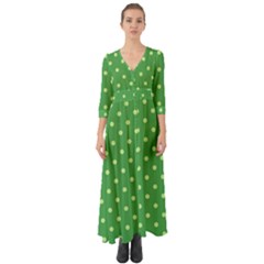 Green Polka Dots Button Up Boho Maxi Dress by retrotoomoderndesigns