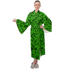 Green Mosaic Maxi Velour Kimono by retrotoomoderndesigns