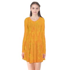 Sunshine Orange Long Sleeve V-neck Flare Dress by retrotoomoderndesigns