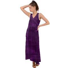 Purple Grunge V-neck Chiffon Maxi Dress by retrotoomoderndesigns