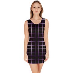 Neon Purple Black Grid Bodycon Dress by retrotoomoderndesigns