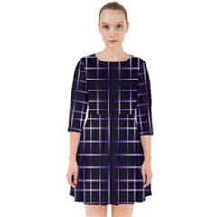 Neon Purple Black Grid Smock Dress by retrotoomoderndesigns