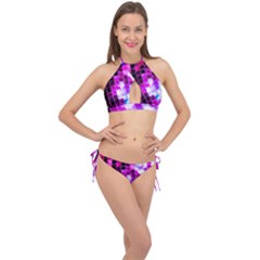 Purple Disco Ball Cross Front Halter Bikini Set by essentialimage