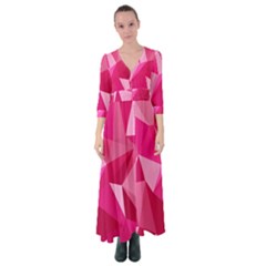 Abstract Pink Triangles Button Up Maxi Dress by retrotoomoderndesigns