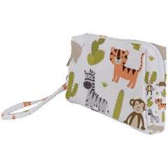 Cute Safari Animals Seamless Pattern Wristlet Pouch Bag (small) by Vaneshart