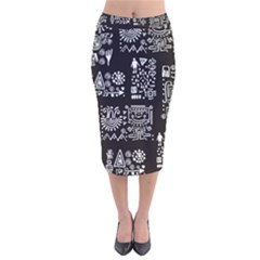 Vector Pattern Design With Tribal Elements Velvet Midi Pencil Skirt by Vaneshart