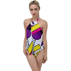 Memphis Colorful Background With Stroke Go With The Flow One Piece Swimsuit by Vaneshart