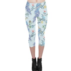 Beautiful Peacock Seamless Pattern Capri Leggings  by Vaneshart