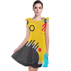 Abstract Colorful Pattern Shape Design Background Tie Up Tunic Dress by Vaneshart