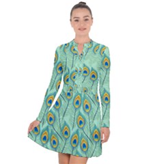 Lovely Peacock Feather Pattern With Flat Design Long Sleeve Panel Dress by Vaneshart