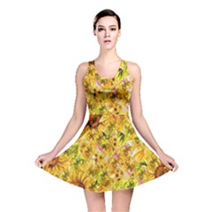 Orange Yellow Sunflowers Reversible Skater Dress by retrotoomoderndesigns