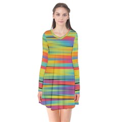 Rainbow Swirl Long Sleeve V-neck Flare Dress by retrotoomoderndesigns