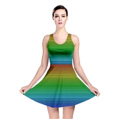 Dark Rainbow Stripes Reversible Skater Dress by retrotoomoderndesigns