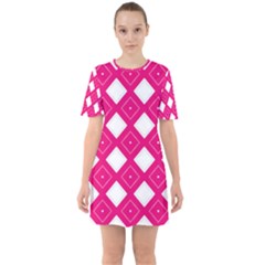 Backgrounds Pink Sixties Short Sleeve Mini Dress by HermanTelo