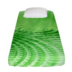 Wave Concentric Circle Green Fitted Sheet (single Size) by HermanTelo