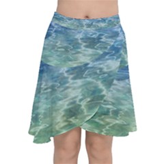 Water Blue Transparent Crystal Chiffon Wrap Front Skirt by HermanTelo