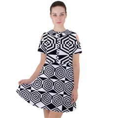 Hexagon Short Sleeve Shoulder Cut Out Dress  by impacteesstreetweareight