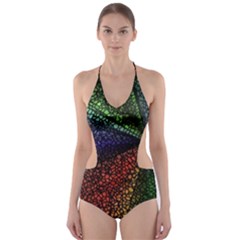 Abstract Colorful Pieces Mosaics Cut-out One Piece Swimsuit by Vaneshart