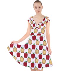 Apple Polkadots Cap Sleeve Front Wrap Midi Dress by bloomingvinedesign