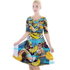 Creature From The Black Lagoon Bananas Quarter Sleeve A-line Dress by cypryanus