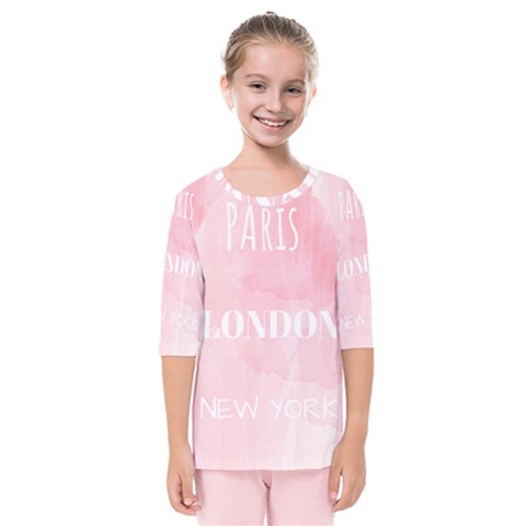 Paris, London, New York Kids  Quarter Sleeve Raglan Tee by Lullaby