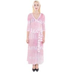 Paris, London, New York Quarter Sleeve Wrap Maxi Dress by Lullaby