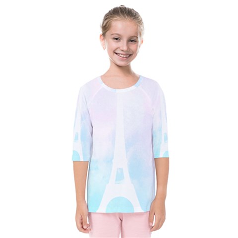 Pastel Eiffel s Tower, Paris Kids  Quarter Sleeve Raglan Tee by Lullaby