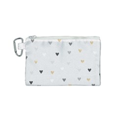 Grey Hearts Print Romantic Canvas Cosmetic Bag (small) by Lullaby