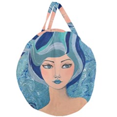 Blue Girl Giant Round Zipper Tote by CKArtCreations