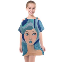 Blue Girl Kids  One Piece Chiffon Dress by CKArtCreations