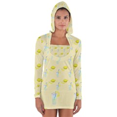 Lemonade Polkadots Long Sleeve Hooded T-shirt by bloomingvinedesign