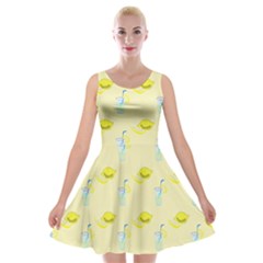 Lemonade Polkadots Velvet Skater Dress by bloomingvinedesign