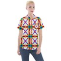 Rainbow Pattern Pattern Texture Women s Short Sleeve Pocket Shirt View1